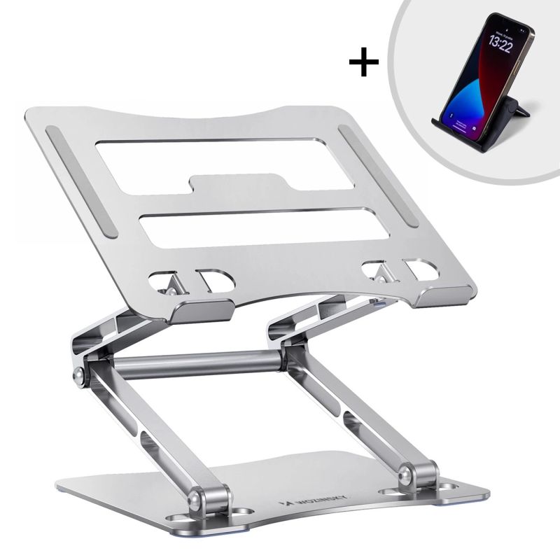 3. Wozinsky WRS-CPY75DSS Aluminum Laptop and Tablet Stand + Free Smartphone Stand - Silver