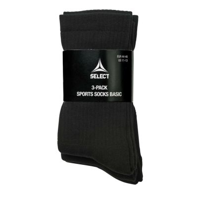 SELECT black short soccer training socks 3-pack