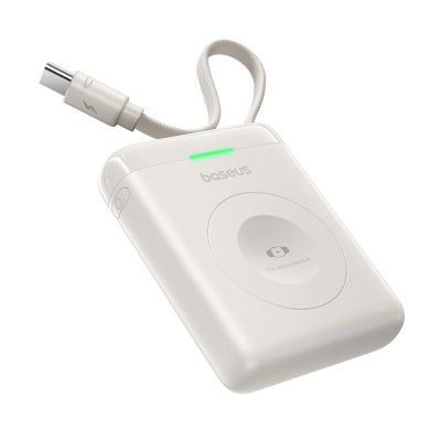 2. Baseus EnerFill FW11 5W Power Bank for Apple Watch with Built-in Cable - White