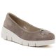 Women's beige leather wedge shoes Vinceza 95412