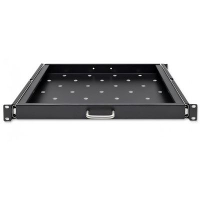 QOLTEC SHELF WITH HANDLE FOR RACK CABINET | 600*600 | EXTENDABLE | BLACK
