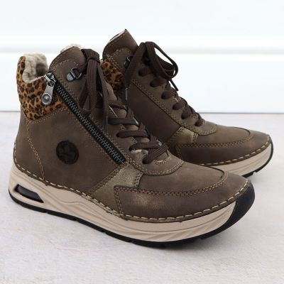 3. Women's brown leopard print ankle boots Rieker 44565-25