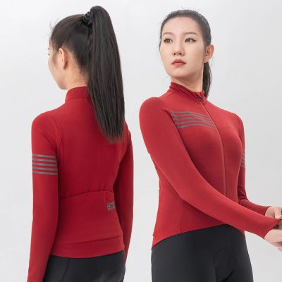 4. Rockbros YPW065 TVI Women's Long Sleeve Cycling Jersey Fall/Winter M - Red