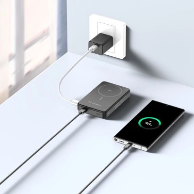 15. Powerbank Wozinsky WLWP-10KA0Y3S 22.5W PD Qi2 10000 mAh, with stand, 1x USB-A, 1x USB-C - black