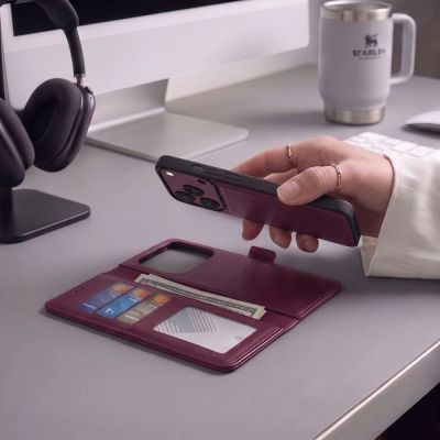 5. Tech-Protect Wallet MagSafe case for iPhone 17 Pro / 18 Pro - burgundy