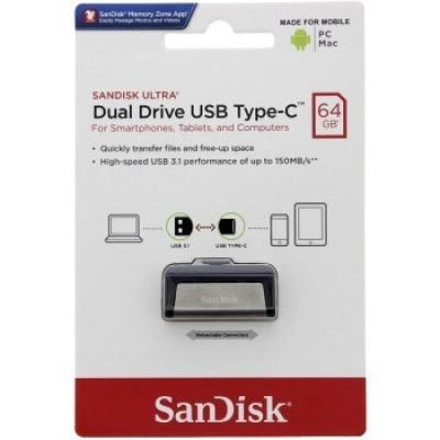 16. SanDisk SDDDC2-064G-G46 pendrive (64GB; USB 3.1, USB-C; black)
