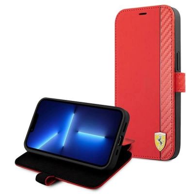 6. Ferrari FESAXFLBKP13SRE iPhone 13 mini 5.4" red/red book On Track Carbon Stripe