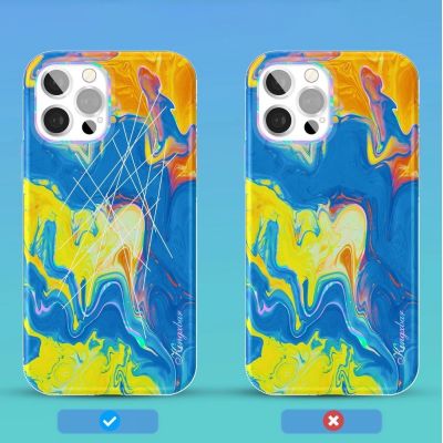 2. Kingxbar Watercolor Series color case for iPhone 12 Pro Max yellowblue