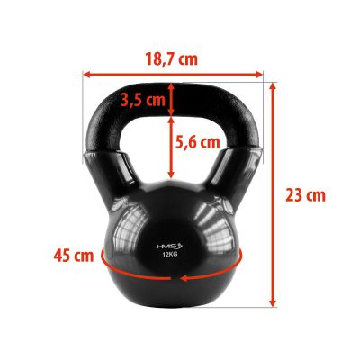 28. HMS KNV12 BLACK vinyl-coated cast iron kettlebell 