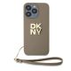 2. DKNY Wrist Strap Stock Logo case for iPhone 15 Pro Max - beige