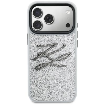 3. Karl Lagerfeld IML Glitter KL Diamond Logo case for iPhone 17 Pro - silver