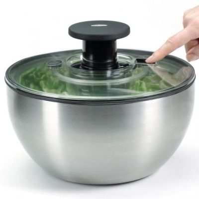 4. OXO 1071497 Salad Dryer Stainless Steel Button