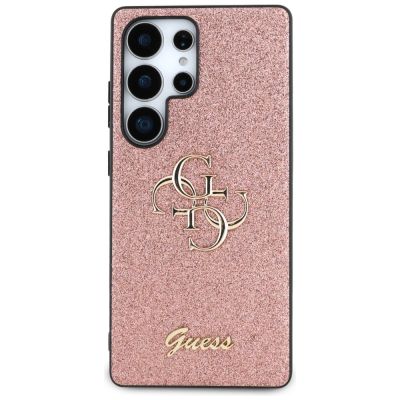 3. Guess Fixed Glitter Big 4G Metal Logo Case for Samsung Galaxy S25 Ultra Pink
