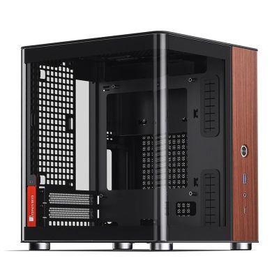 8. Jonsbo TK-0 PC Case, Mini-Tower, Mini-ITX, Tempered Glass, Wood - black