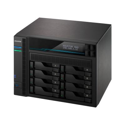 12. AS6510T NAS; LOCKERSTOR 10, 10x (3.5" SATA HDD/ 2.5" SSD), Intel ATOM C3538, 8GB DDR4 SODIMM (max. 64GB), 2x 10GbE, 2x 5GbE, 2x M.2 2280 NVMe PCIe 3.0, 2x USB 3.2