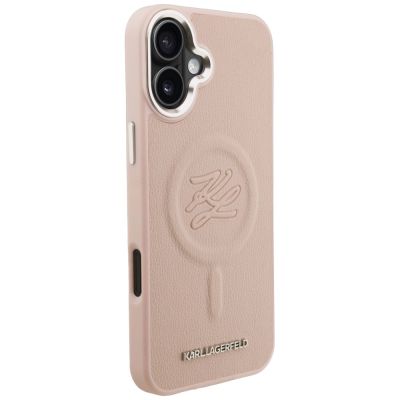 4. Karl Lagerfeld Initial & Metal Logo MagSafe Case for iPhone 16 Plus - Pink