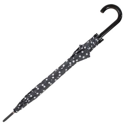 4. Long semi-automatic umbrella with curved handle, black with white dots SEMI LINE