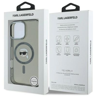 8. Karl Lagerfeld IML Metal Karl Head MagSafe Case for iPhone 16 Pro Max - Black