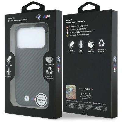 8. BMW M Carbon Metal Logo MagSafe Case for iPhone 17 Pro Max / 18 Pro Max - Black