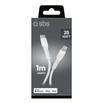 8. SBS TECABLELIGTC1W USB-C - Lightning Cable MFi Certified, 1m - White