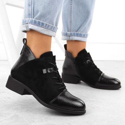 17. Women’s Black Suede-Look Ankle Boots with Warm Lining M.Daszyński MR2458-7