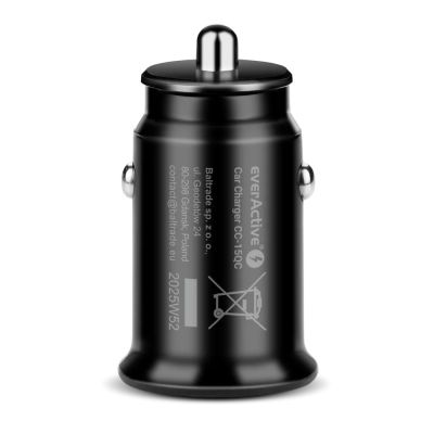 8. EVERACTIVE CAR CHARGER 1 X USB BLACK + CABLE CC-15QC