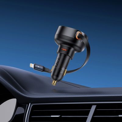 8. Baseus Enjoyment Pro USB-C (Female) / Lightning (Male) 60W Car Charger - Black