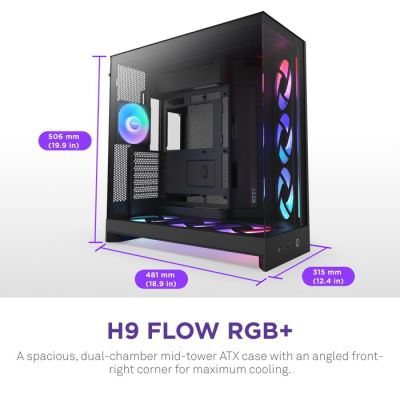 12. NZXT H9 FLOW RGB+ MIDI TOWER CASE WITH WINDOW BLACK