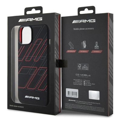 8. AMG Silicone Large Rhombuses Pattern MagSafe Case for iPhone 15/14/13 - Black