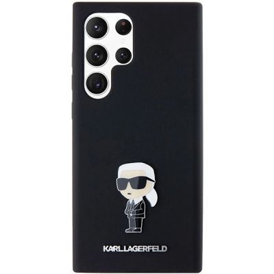3. Karl Lagerfeld Silicone Ikonik Metal Pin case for Samsung Galaxy S23 Ultra - black