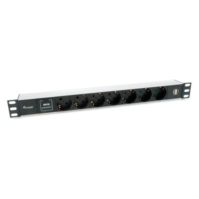 Equip 333315 PDU Power Distribution Unit 7 x Network Sockets 1U Black, Silver