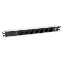 Equip 333315 PDU Power Distribution Unit 7 x Network Sockets 1U Black, Silver