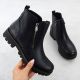 2. Black Leather Women’s Worker Boots Rieker 78556-00