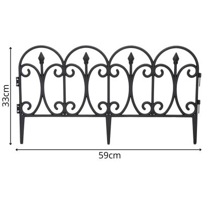 5. KINZO BLACK PLASTIC GARDEN FENCE 59x33CM 4 PANELS