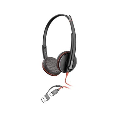 150. POLY Blackwire 3225 USB-C Stereo Headset + 3.5mm Plug + USB-C/A Adapter (Multi-Pack)