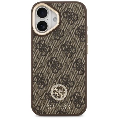 3. Guess 4G Strass Logo & Big Strap Metal Buttons MagSafe Case for iPhone 17 - Brown