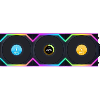 5. Lian Li UNI FAN SL Wireless LCD 120 Reverse Blade Computer Case Fan 12 cm Black 3 pcs.