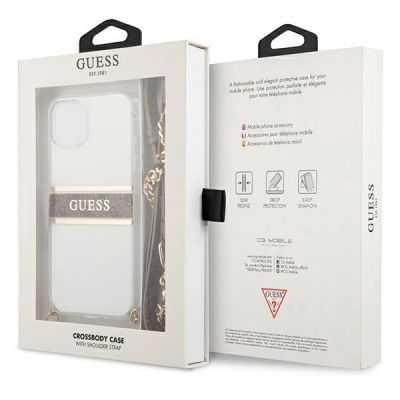 8. Guess GUHCP13SKC4GBGO iPhone 13 mini 5.4" Transparent hardcase 4G Brown Strap Gold Chain