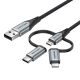 4. Vention USB-A 3in1 Micro-B USB-C Lightning Cable 1m Gray