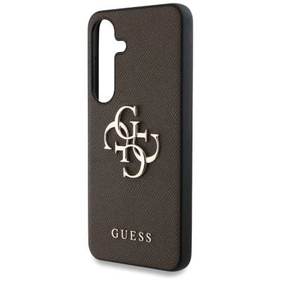 6. Guess Grained Big 4G Logo Small Classic Logo case for Samsung Galaxy S25 brown