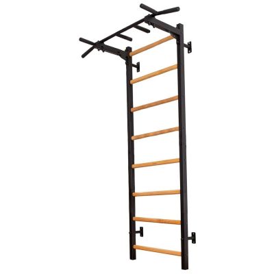 17. WOODEN AND METAL GYMNASTIC WALL BAR WITH BENCHK 221B
