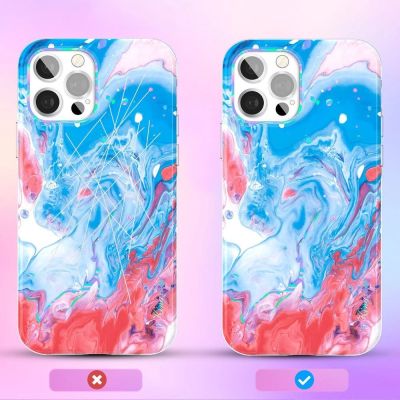 2. Kingxbar Watercolor Series color case for iPhone 12 Pro Max Blue-pink