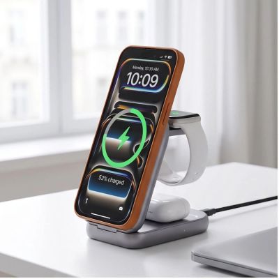 7. Tech-Protect A53 3in1 MagSafe 25W QI2.2 Wireless Charger - Dark Gray