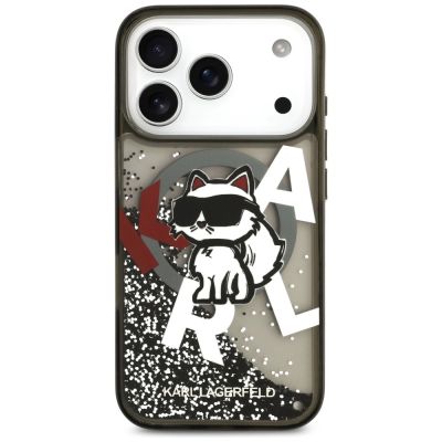 3. Karl Lagerfeld Liquid Glitter Choupette Logo MagSafe Case for iPhone 17 Pro - Black