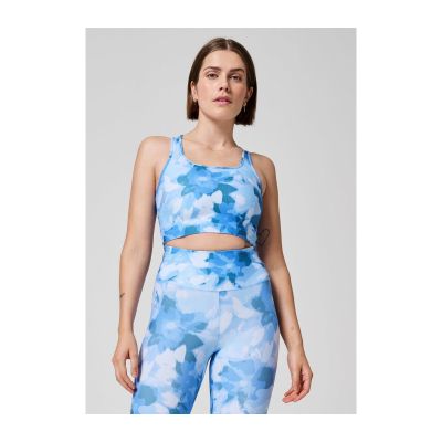 4. CASALL Blossom Square Neck Sports Top Blue