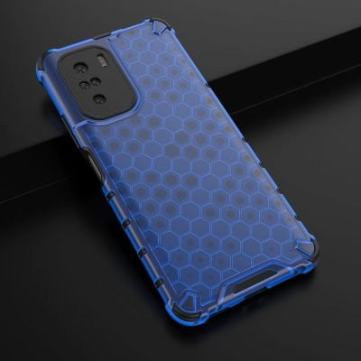 4. Honeycomb Case armor cover with TPU Bumper for Xiaomi Redmi K40 Pro+ / K40 Pro / K40 / Poco F3 blue