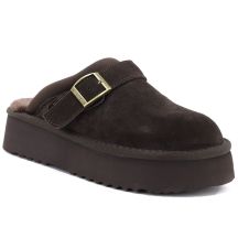 Women's leather insulated flip-flops on a chocolate platform Big Star UU274697