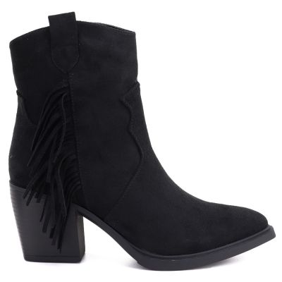 2. Women's insulated cowboy boots with fringes, black M.Daszyński MR2520-1