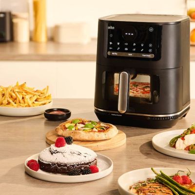 8. Braun HF 5075 Single Standalone 2000W Hot Air Fryer Black, Gray
