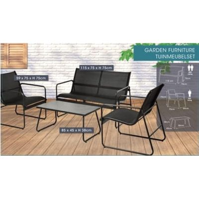4. 4-PIECE BLACK GARDEN FURNITURE SET